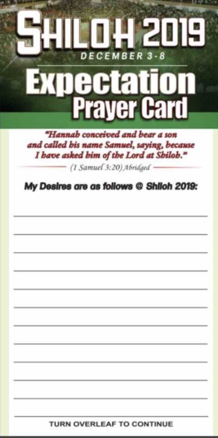 Shiloh Prayer Card